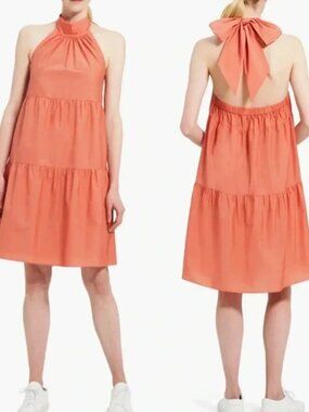 Strut & Bolt Pink Tiered Ruffle Halter Dress, size L